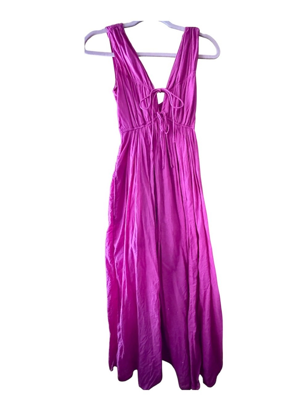 Abercrombie & Fitch Pink Maxi Dress SP 100% Cotton Tie Front Sleeveless